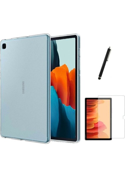 Samsung Galaxy Tab A7 Lite T220 T225 Tablet Kılıf + Ekran Koruyucu + Kalem Süper Silikon Şeffaf
