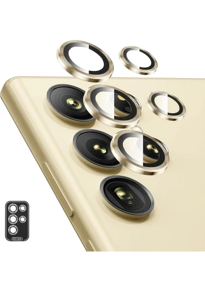 Samsung Galaxy S23 Ultra Uyumlu 5 Parça Uygulama Aparatlı Kamera Lens Koruyucu Cam Kamera Koruma