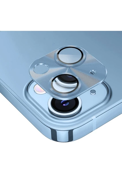 Apple iPhone 15 Kamera Lens Koruyucu Metal Çerçeveli Tam Koruma Temperli Cam