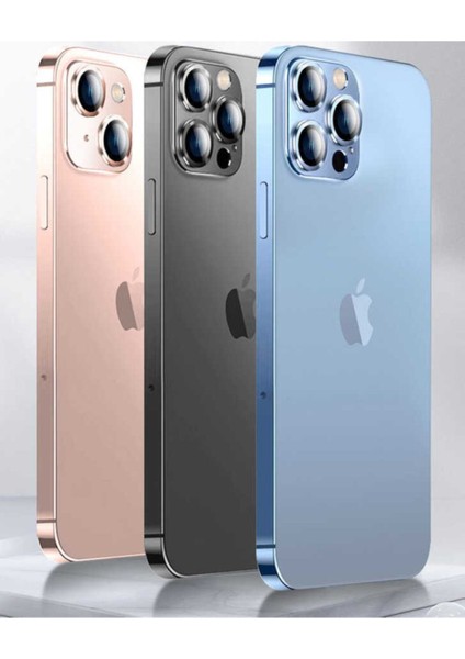 Apple iPhone 13 Mini Uyumlu Kamera Lens Koruyucu Metal Çerçeveli Tam Koruma Temperli Cam