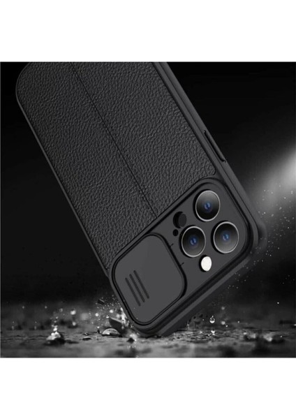 Apple iPhone 13 Pro Uyumlu Kılıf Sürgülü Slide Kamera Korumalı Deri Görünümlü Lüks Kapak fırsatları