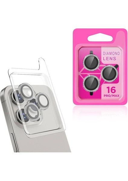 Apple iPhone 16 Pro Kamera Koruma Parlak Renkli Taşlı Lens Koruyucu Cam Koruma fiyatları