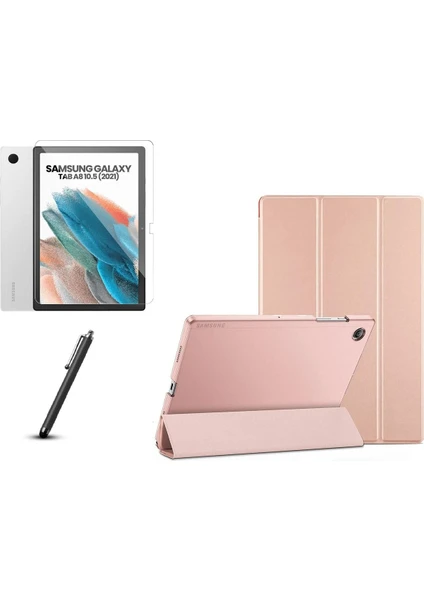 Samsung Galaxy Tab A8 10.5 SM-X200 Smart Kapak Standlı Katlanabilir Kılıf + Ekran Koruyucu + Kalem