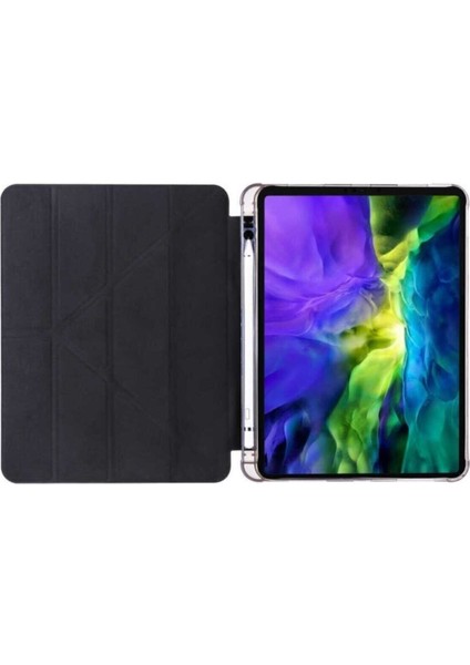 Apple iPad 10. Nesil 10.9 2022 Kılıf Tri Folding Standlı Kalemlikli Kalem Bölmeli 3 Katlamalı Standlı Uyku Modlu Smart Kapak