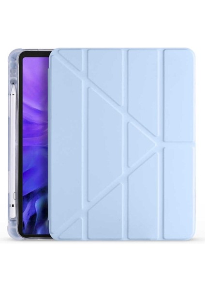 Samsung Galaxy Tab S6 Lite SM-P610 P617 Kılıf Tri Folding Standlı Kalemlikli Kalem Bölmeli 3 Katlamalı Standlı Uyku Modlu Smart Kapak