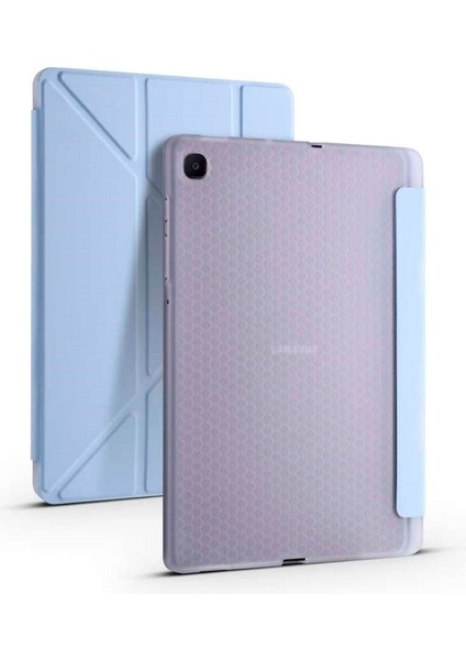 Samsung Galaxy Tab S6 Lite SM-P610 P617 Kılıf Tri Folding Standlı Kalemlikli Kalem Bölmeli 3 Katlamalı Standlı Uyku Modlu Smart Kapak