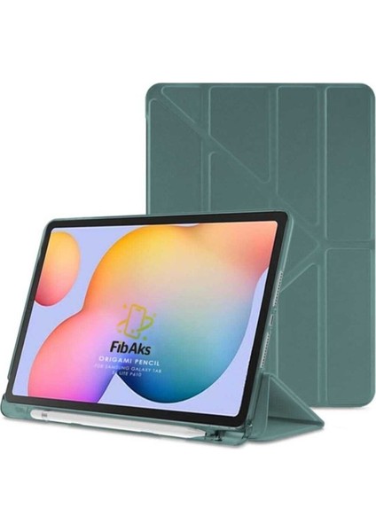 Samsung Galaxy Tab S6 Lite SM-P610 P617 Kılıf Tri Folding Standlı Kalemlikli Kalem Bölmeli 3 Katlamalı Standlı Uyku Modlu Smart Kapak