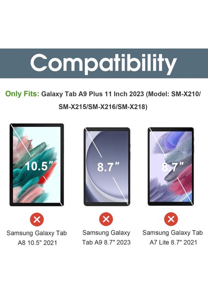 Samsung Galaxy Tab A9+ Plus SM-X210 Uyumlu Kalem Bölmeli Pu Deri Yumuşak Koruyucu Silikon Kılıf