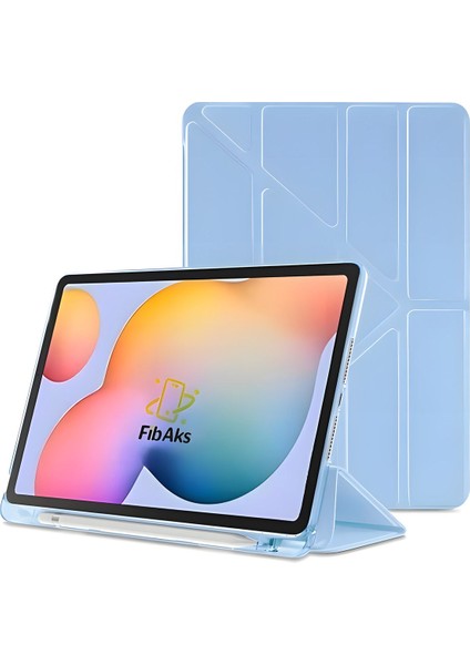 Apple iPad 7. 8. ve 9. Nesil 10.2" Kılıf Kalem Bölmeli Tri Folding Smart Standlı Pu Deri Arkası Yumuşak Silikon 360 Tam Koruma Kapak