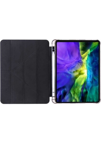 Apple iPad Air 11 10.9 Inç Air 4 5 6 2020 2022 2024 Kılıf Tri Folding Standlı Kalemlikli Kalem Bölmeli 3 Katlamalı Standlı Uyku Modlu Smart Kapak