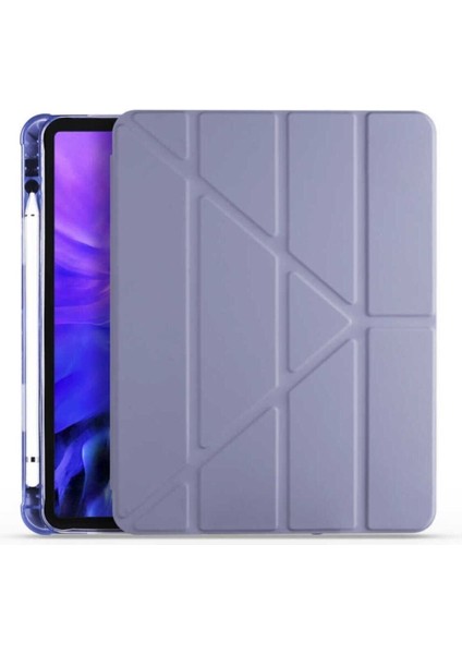 Apple iPad Air 11 10.9 Inç Air 4 5 6 2020 2022 2024 Kılıf Tri Folding Standlı Kalemlikli Kalem Bölmeli 3 Katlamalı Standlı Uyku Modlu Smart Kapak
