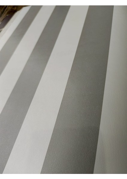 Gri Beyaz Çizgili Hava Alabilen Silinebilir Duvar Kağıdı 5m2