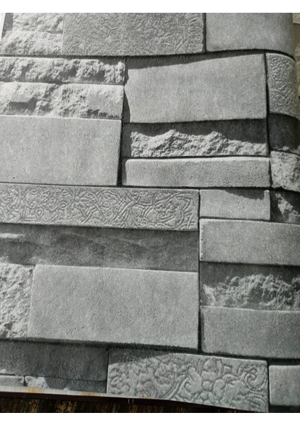 3 Boyutlu Gri Taş Desen Silinebilir Duvar Kağıdı 5 M²