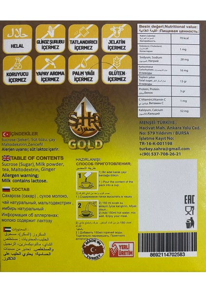 Zencefilli Karak Çay X1 Kutu - Ginger Karak Tea X1 Box 10 Piece indirimleri