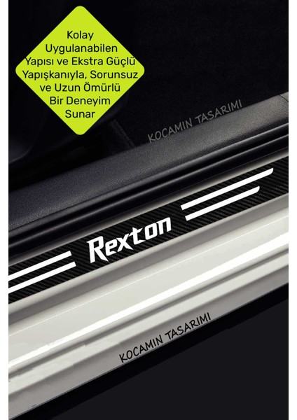 Ssangyong Rexton Karbon Kapı ve Bagaj Eşiği Koruma Seti Çizilmelere Karşı Dayanıklı Sticker Folyo Rexton Yazılı