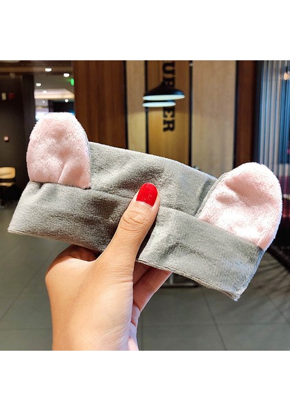 Yüz Yıkama Bandı Yumuşak Sıcak Mercan Polar Hayvan Kulaklar Bayanlar Kafa Bandı Kızlar Başörtüsü Moda Saç Aksesuarları (Yurt Dışından)
