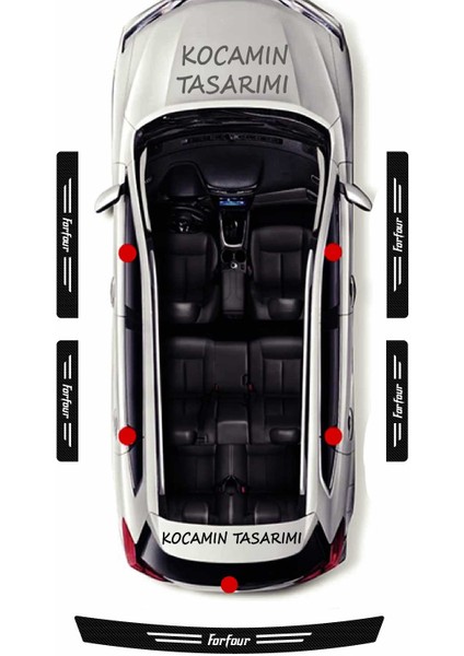 Smart Forfour Karbon Folyo ile Kapı ve Bagaj Eşiği Için Çizilmeye Karşı Koruyucu Set Forfour Yazılı