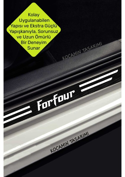 Smart Forfour Karbon Folyo ile Kapı ve Bagaj Eşiği Için Çizilmeye Karşı Koruyucu Set Forfour Yazılı