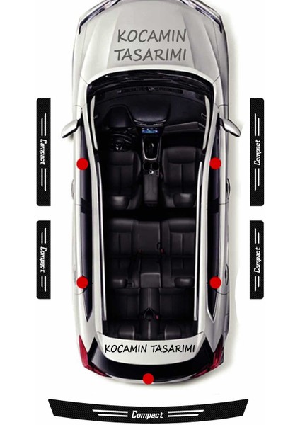 Proton Compact Karbon Folyo ile Kapı ve Bagaj Eşiği Için Çizilmeye Karşı Koruyucu Set Compact Yazılı