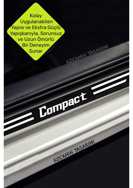 Proton Compact Karbon Folyo ile Kapı ve Bagaj Eşiği Için Çizilmeye Karşı Koruyucu Set Compact Yazılı