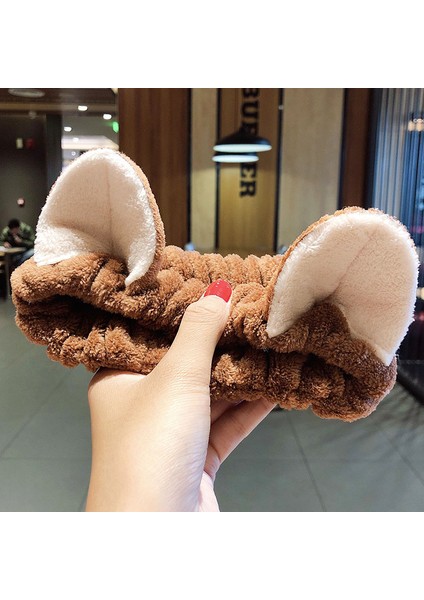Yüz Yıkama Bandı Yumuşak Sıcak Mercan Polar Hayvan Kulaklar Bayanlar Kafa Bandı Kızlar Başörtüsü Moda Saç Aksesuarları (Yurt Dışından)