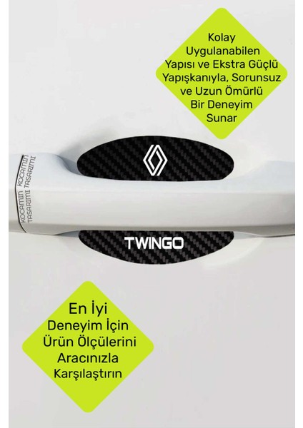 Karbon Desenli Renault Twingo Modeline Uygun Kapı Içi Çizik Koruma ve Estetik Folyo Takımı Twingo Yazılı indirimleri