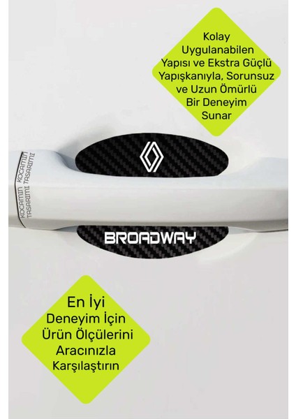 Renault Broadway Kapı Içi Çukur Bölgeleri Için Karbon Desenli Çizik Koruma Folyo Takımı Broadway Yazılı indirimleri