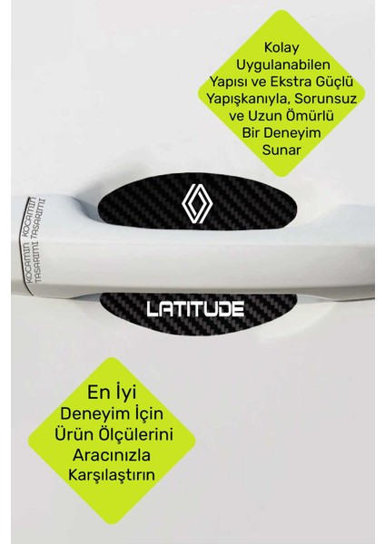 Renault Latitude Için Karbon Çizik Önleyici Özel Tasarım Şık Kapı Içi Folyo Seti Latitude Yazılı indirimleri
