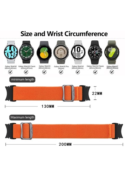 Samsung Galaxy Watch Fe 40MM / Watch7 / Watch6 / Watch 5 / Watch4 Naylon Elastik Bant Saat Kayışı (Yurt Dışından) modelleri