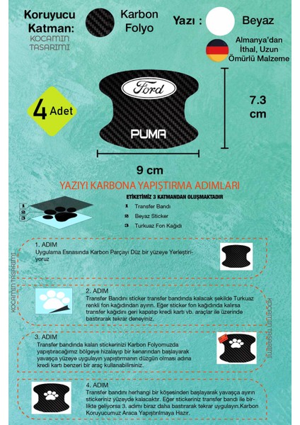Karbon Desenli Ford Puma Kapı Içi Kolları Çizilmelere Karşı Özel Koruma Folyo Seti Puma Yazılı fırsatları