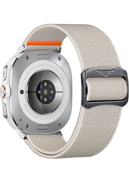 Samsung Galaxy Watch Ultra 47MM Elastik Bant Boğa Başlı Tokalı Naylon Kayış (Yurt Dışından)
