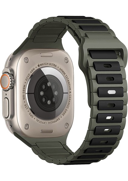 Apple Watch Series 10 46MM / Ultra 2 / Ultra 49MM / 9 8 7 45MM Çift Renkli Silikon Kayış (Yurt Dışından)
