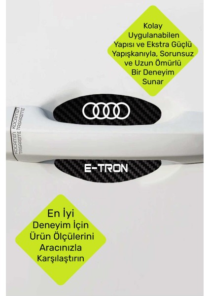 Karbon Tasarımlı Audi E-Tron Kapı Içi Çizik Koruma ve Estetik Folyo Seti - 4 Parça E-Tron Yazılı