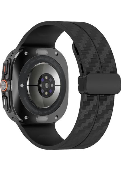 Samsung Galaxy Watch Ultra 47MM Silikon Saat Bandı Manyetik Tokalı Karbon Fiber Doku (Yurt Dışından)