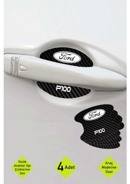 Ford P100 Modeline Özel 4 Parçalı Karbon Çizik Koruyucu Kapı Içi Folyo Seti P100 Yazılı