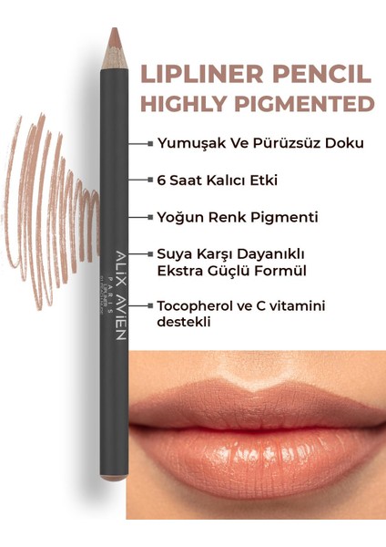 Dudak Kalemi Lipliner Pencil 01 Peach Nude - Dağılma Yapmayan 6 Saate Kadar Kalıcı Etki