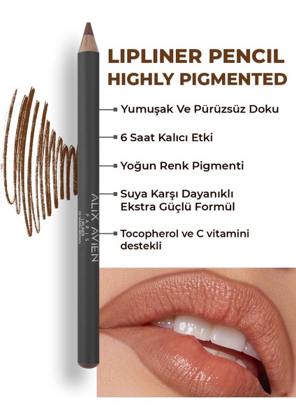 Dudak Kalemi Lipliner Pencil 09 Warm Brown - Dağılma Yapmayan 6 Saate Kadar Kalıcı Etki