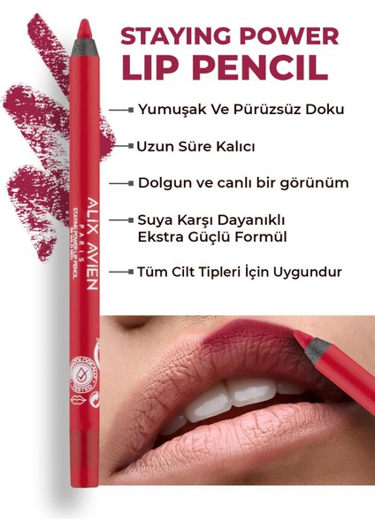 Uzun Süre Kalıcı Suya Dayanıklı Dudak Kalemi - Staying Power Lip Pencil 56 Wild Red