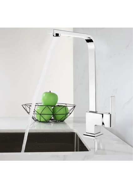 Side Uzun Kuğu Batarya Krom Lavabo Banyo Mutfak Musluğu Mermer Tezgah Üstü Çift Su Giriş Evye fırsatları