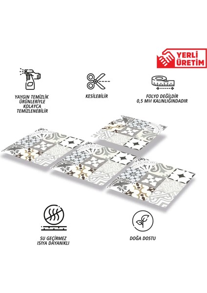 Kendinden Yapışkanlı Karma Londra Desenli Pvc Karo 30X30 cm (56 Adet) 5m2 fiyatları