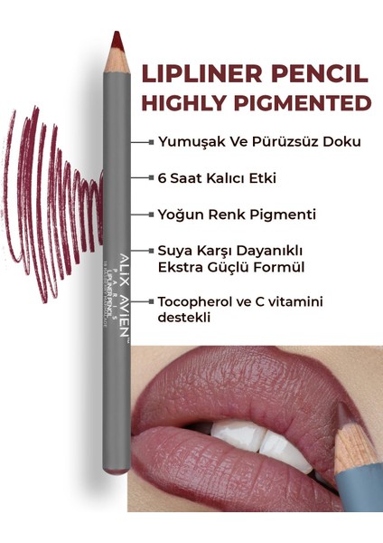 Alix Avien Dudak Kalemi Lipliner Pencil 18 Raspberry Marmalade - Dağılma Yapmayan 6 Saate Kadar Kalıcı Etki