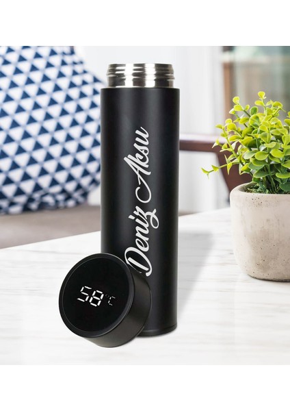 Kişiye Özel Siyah Renk Derece Göstergeli Termos fiyatları