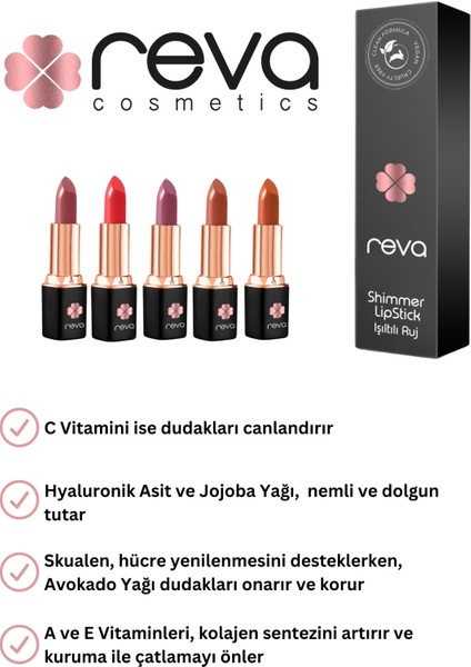 Shimmer Lipstick Işıltı Ruj 4 gr No: 911 Vegan & Temiz Içerik