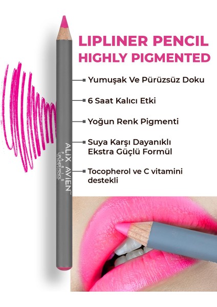 Alix Avien Dudak Kalemi Lipliner Pencil 13 True Fuchsia - Dağılma Yapmayan 6 Saate Kadar Kalıcı Etki