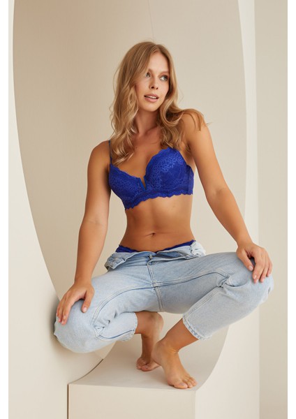 Saks Mavi Elpis Hafif Destekli Tek Sütyen fırsatları