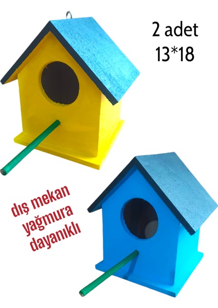 Ahşap Kuş Yuvası Kuş Evi 2 Adet 13X18