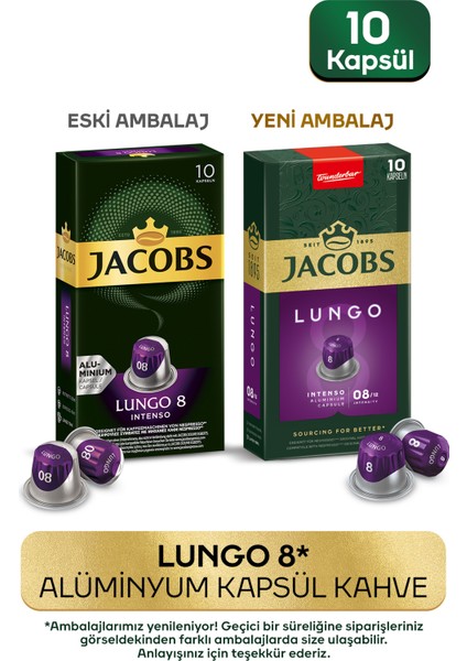 Lungo 8 Intenso Nespresso Uyumlu Alüminyum Kapsül Kahve 10 Adet X 3 Paket