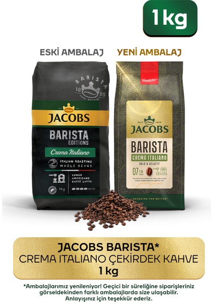 Barista Çekirdek Kahve Avantajlı Paket 2 kg ( Crema Italiano 1kg + Espresso 1kg )