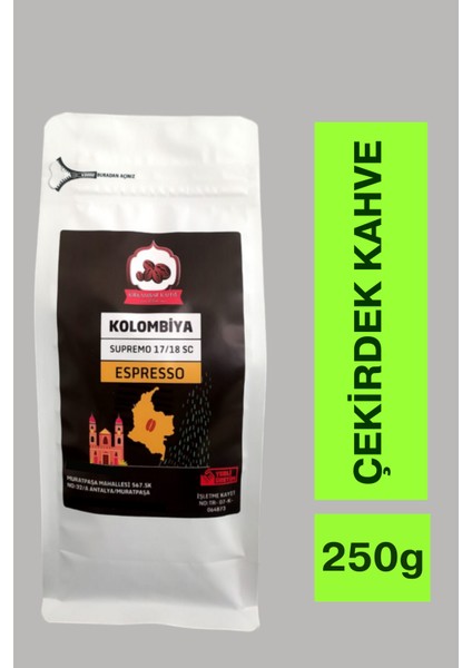 Kolombiya Espresso Çekirdek Kahve 250 gr