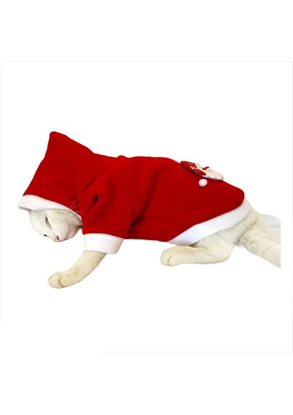Santa Neo Kapşonlu Polar Noel Yılbaşı Kedi Sweati Kırmızı L modelleri